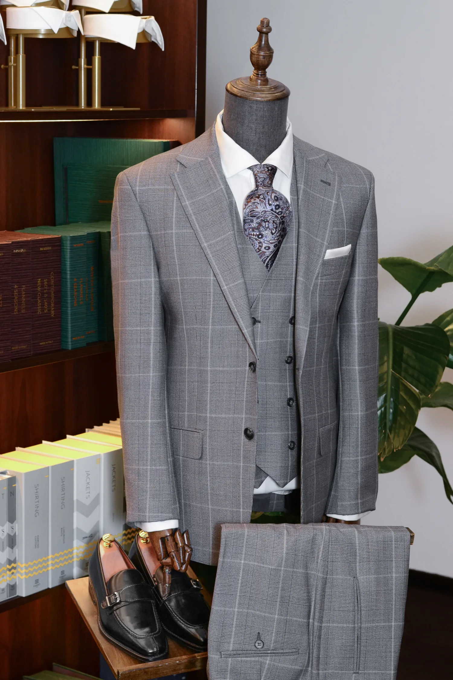garnitur_szara_krata_drago_wełna_super130s_half_canvas_André_Grand