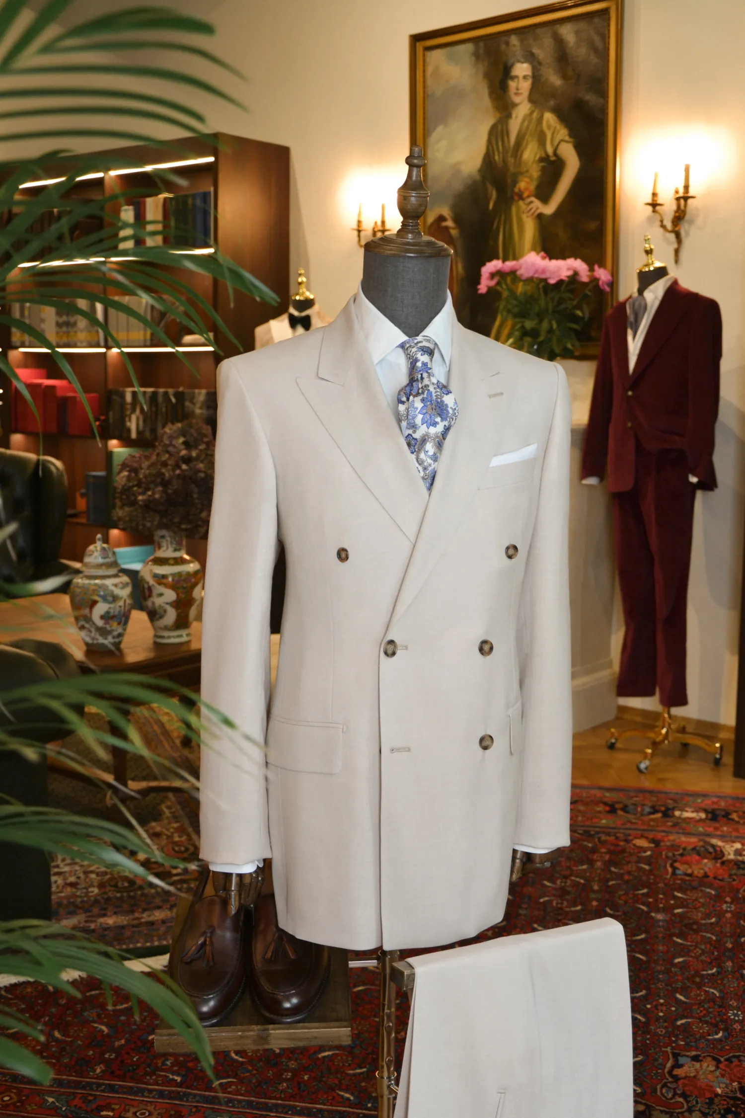 dwurzędowy_garnitur_ślubny_na_miarę_Loro_Piana_wełna_len_André_Grand_Kraków_Warszawa_Katowice